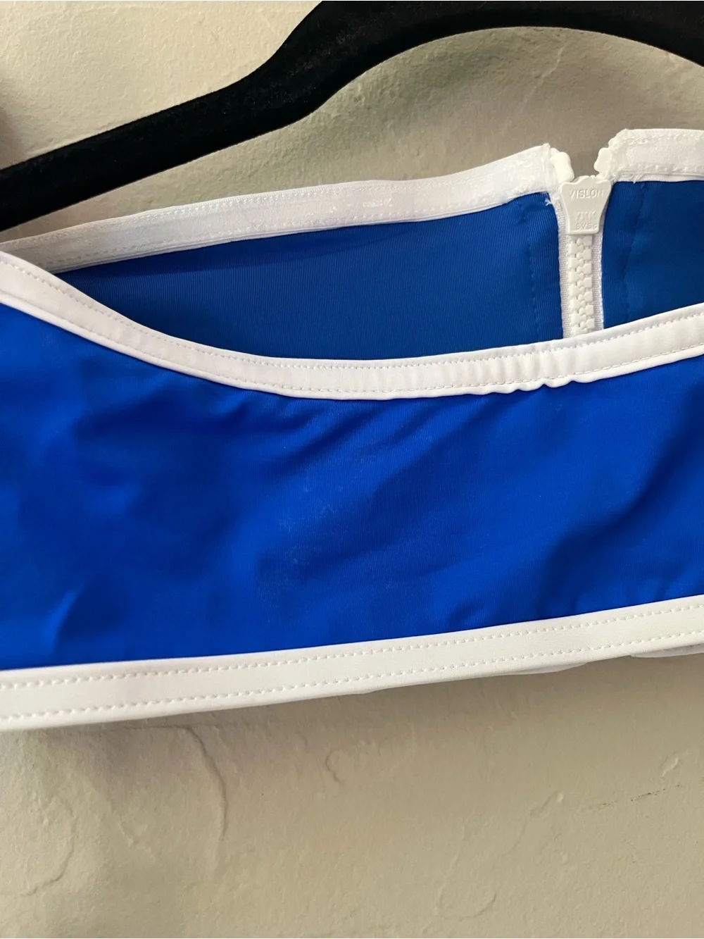 💙SKIMS SPORTY ZIP UP SWIM BANDEAU BIKINI TOP COBALT FLAWED S